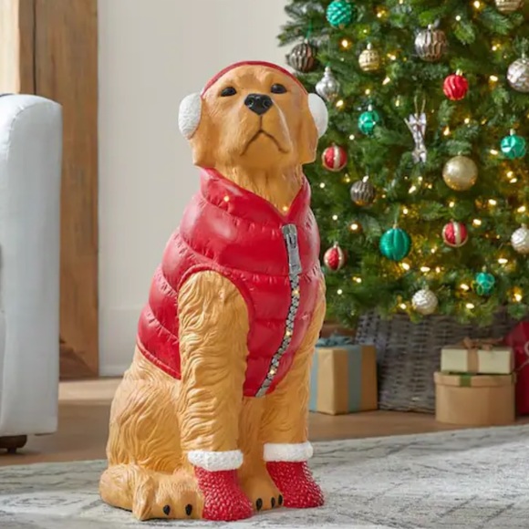 SOLD OUT - 2.5 ft. Christmas Golden Retriever with LED Lights - Picture 3 of 5